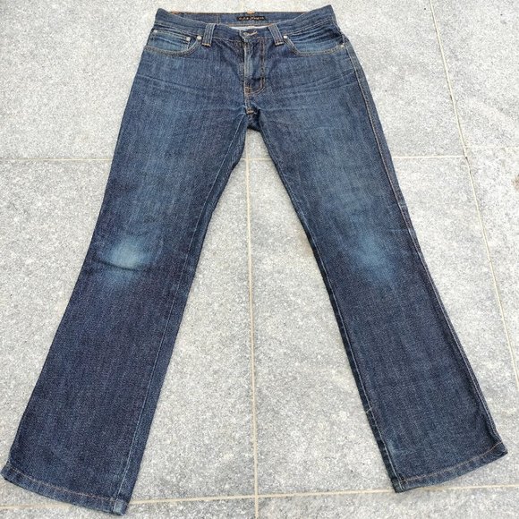 Nudie Mens Jeans Blue Denim Slim Jim Straight Leg Cotton Made in Italy Size 31 - Picture 4 of 14
